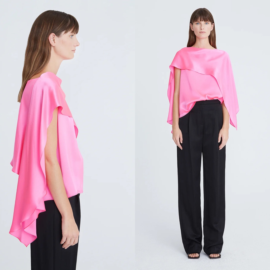 New Halston Dahlia Draped Charmeuse Top